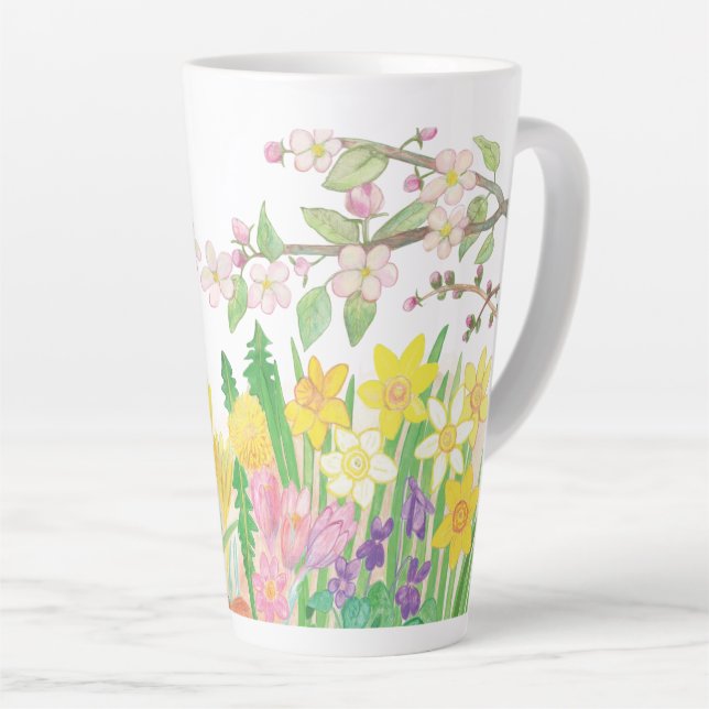 Spring Flowers that Radiate Joy  Latte Mug (Right Angle)
