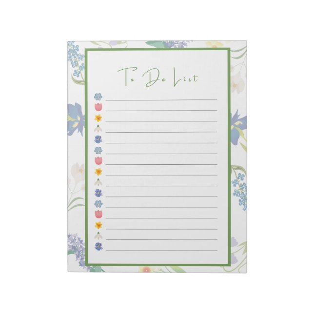 Spring Flowers To Do List Notepad (Rotated)