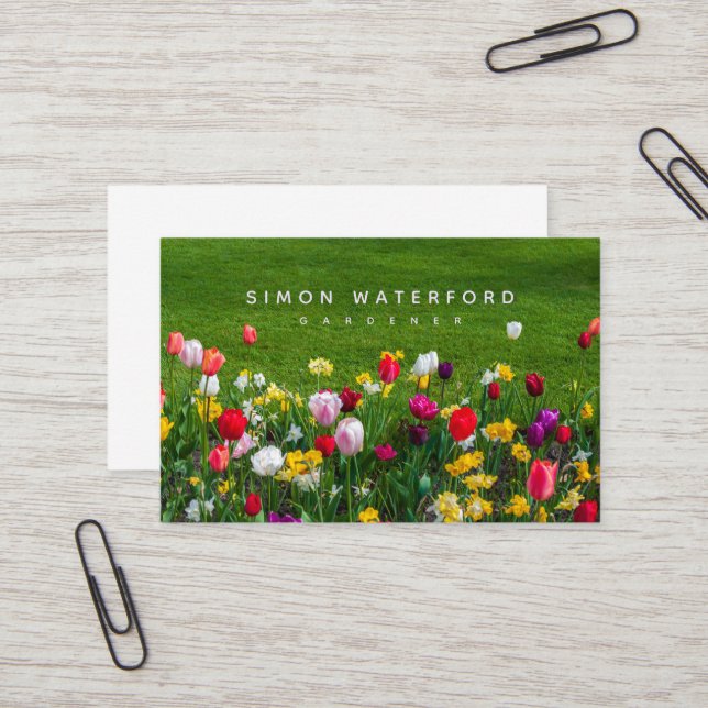 Spring Flowers UK & Euro Business Card (Front/Back In Situ)