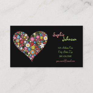 Spring Flowers Valentine Heart Whimsical Love Business Card