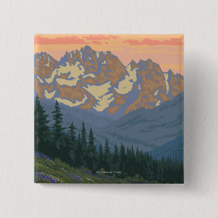 Spring Flowers- Vintage Travel Poster 15 Cm Square Badge