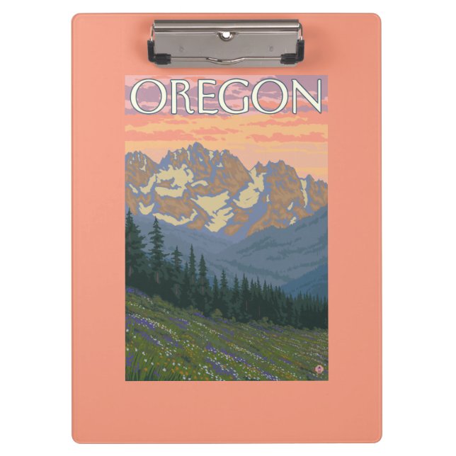 Spring Flowers- Vintage Travel Poster Clipboard (Front)