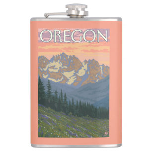 Spring Flowers- Vintage Travel Poster Hip Flask