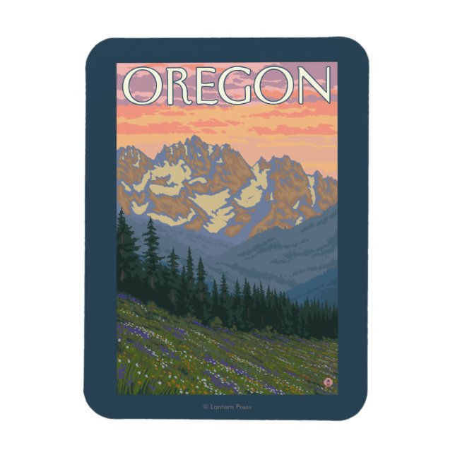 Spring Flowers- Vintage Travel Poster Magnet (Vertical)