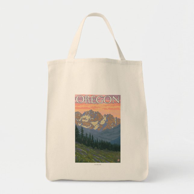 Spring Flowers- Vintage Travel Poster Tote Bag (Front)