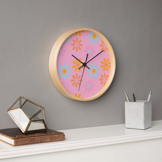 Spring flowers wall clock (Office)