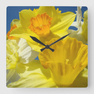 Spring Flowers Wall Clocks Yellow Daffodils Floral