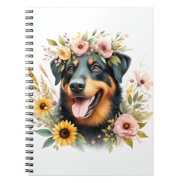 Spring Flowers Watercolor Beauceron - Notebook (Front)