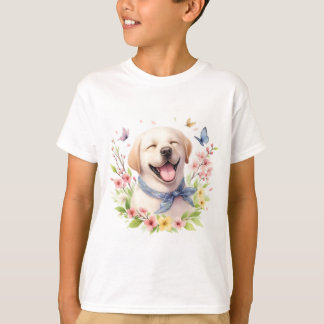 Spring Flowers Watercolor Labrador - T-Shirt