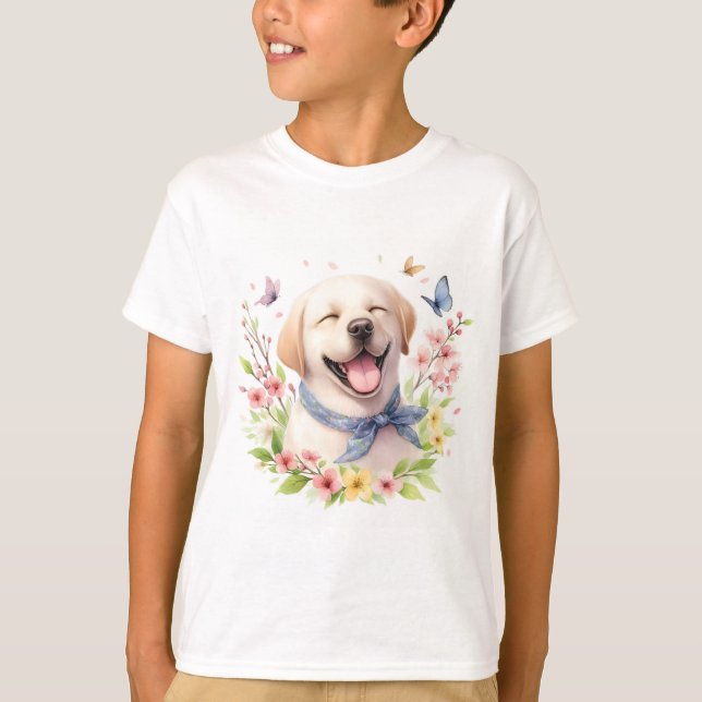 Spring Flowers Watercolor Labrador - T-Shirt (Front)