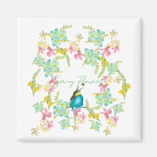 Spring flowers watercolor magnet