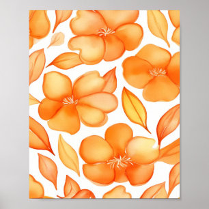 Spring flowers watercolor orange poster