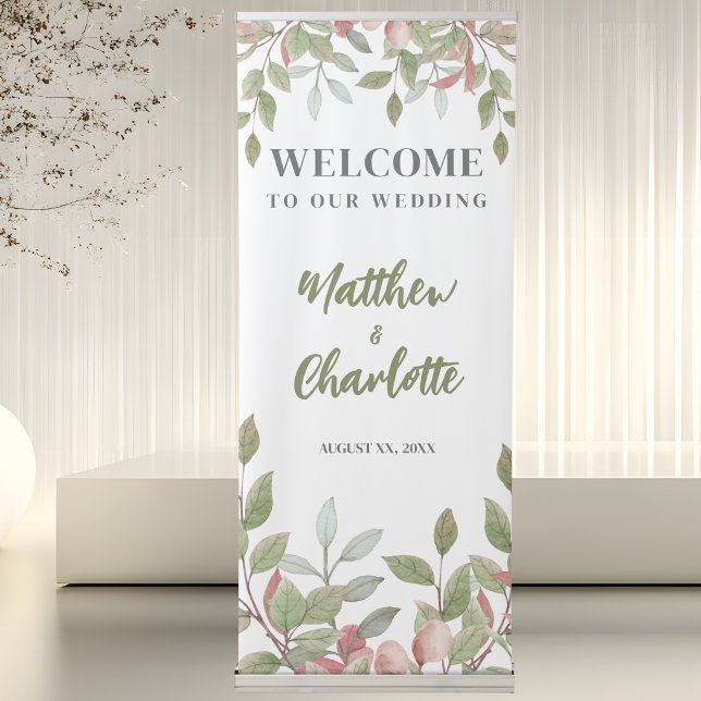 Spring Flowers Watercolor Pink Wedding Banner (Spring Flowers Watercolor Pink Wedding Banner)