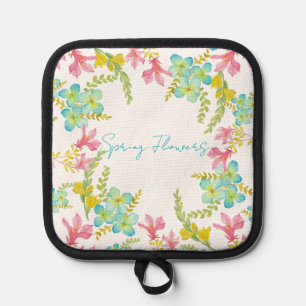 Spring flowers watercolor pot holder