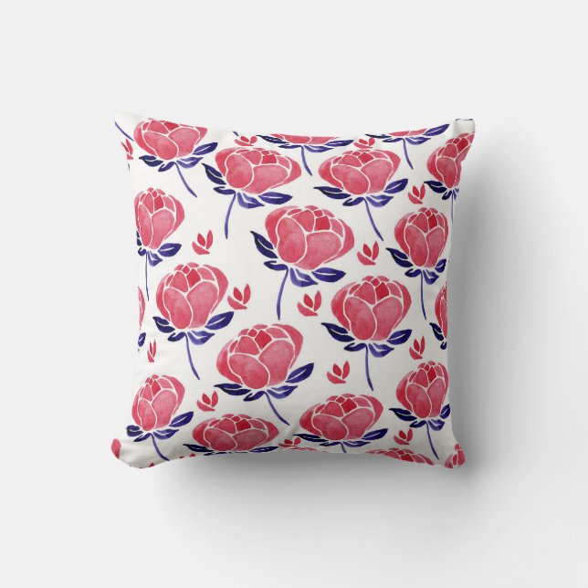 Spring flowers, watercolor seamless pattern. cushion (Front)