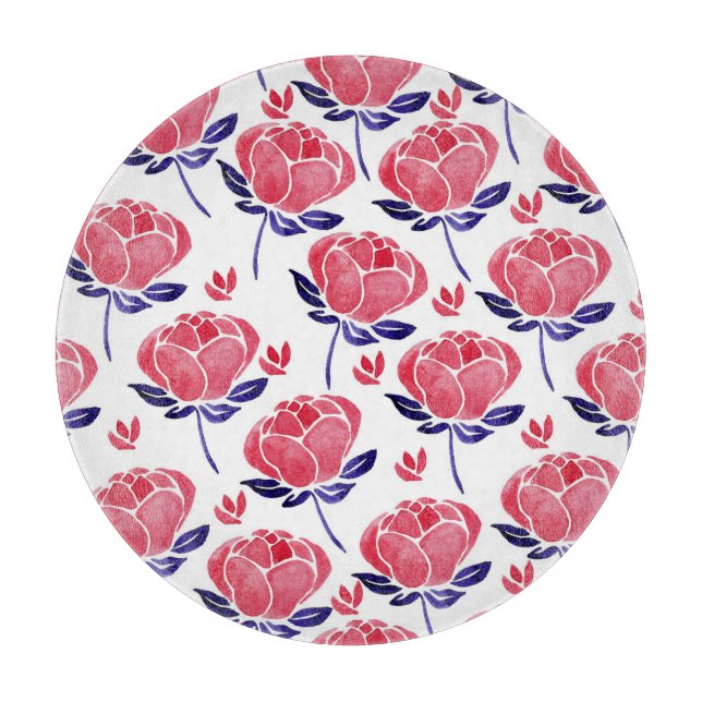 Spring flowers, watercolor seamless pattern. cutting board (Front)