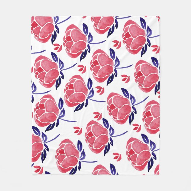 Spring flowers, watercolor seamless pattern. fleece blanket (Front)