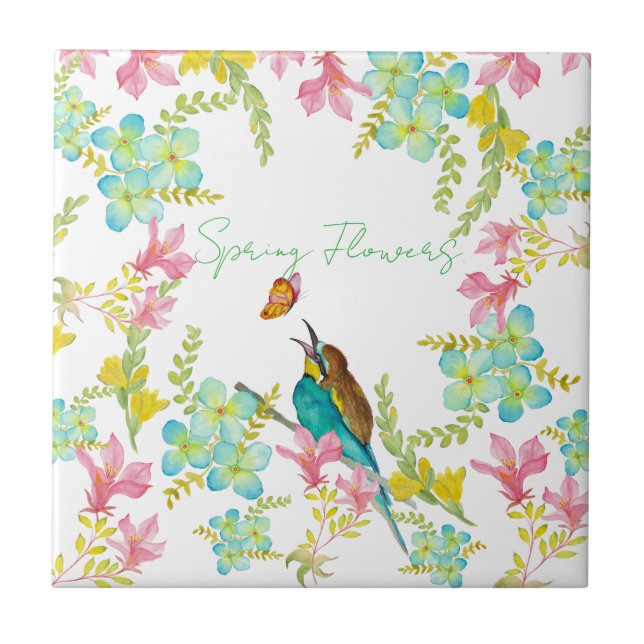 Spring flowers watercolor  tile (Front)