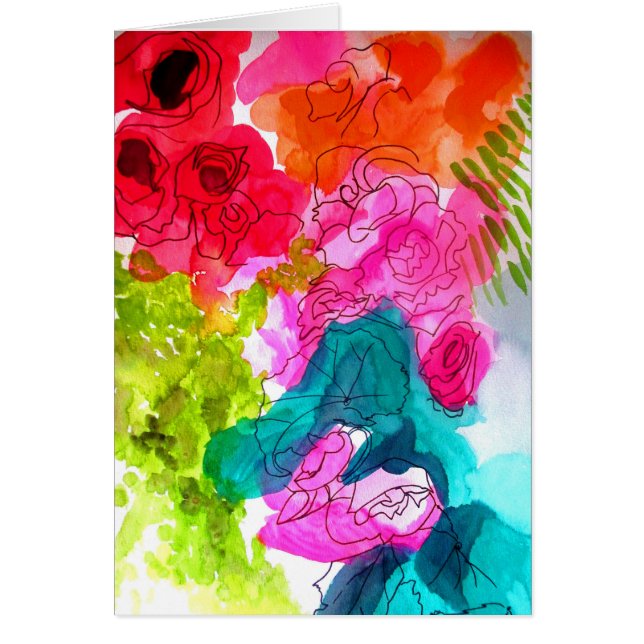 Spring Flowers watercolour abstract art (Front)