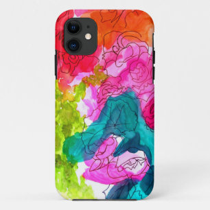 Spring Flowers watercolour abstract art iPhone 11 Case