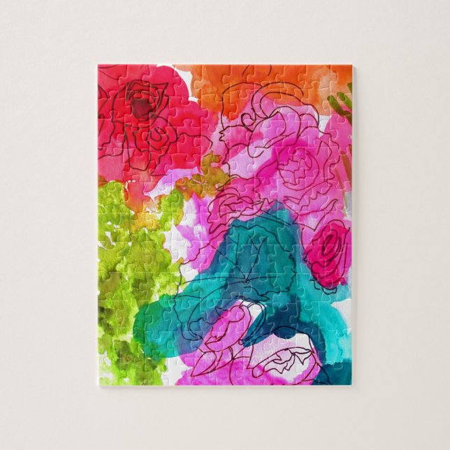 Spring Flowers watercolour abstract art Jigsaw Puzzle (Vertical)