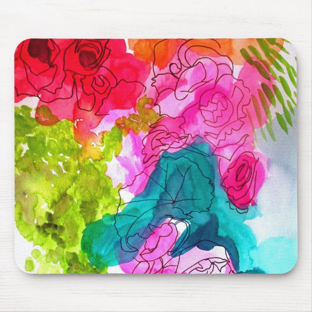 Spring Flowers watercolour abstract art Mouse Mat (Front)