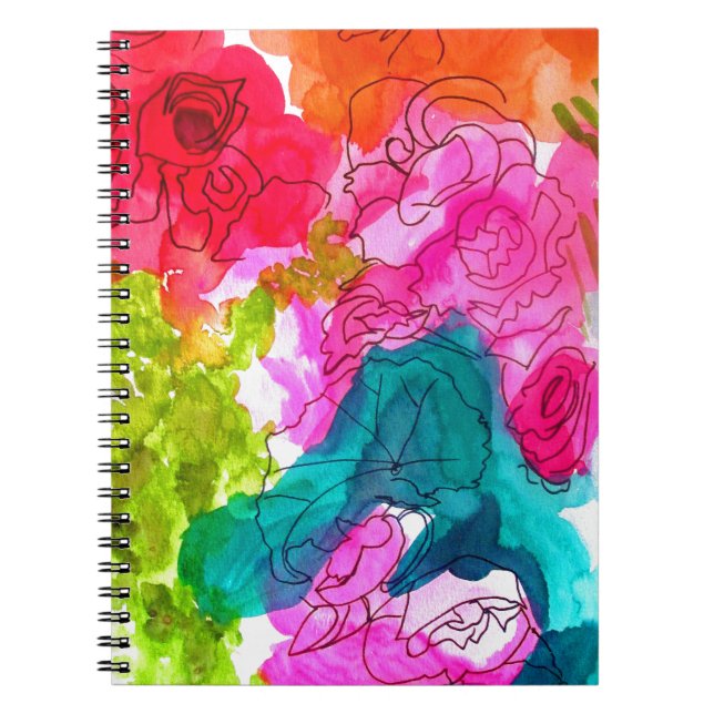 Spring Flowers watercolour abstract art Notebook (Front)