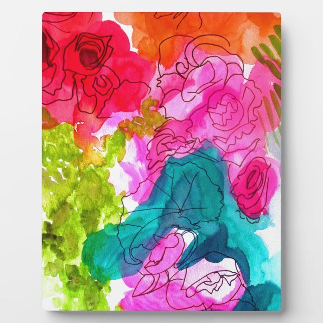 Spring Flowers watercolour abstract art Plaque (Front)