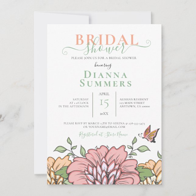 Spring Flowers Wedding Bridal Shower Invitation (Front)