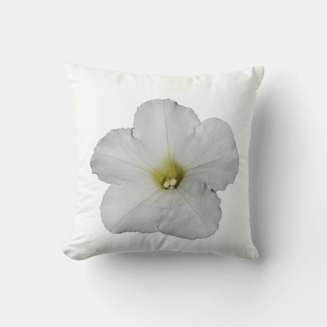 Spring Flowers White Floral Single Petunia Flower Cushion (Front)