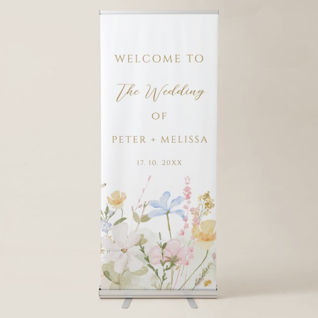 Spring Flowers Wildflowers Welcome Wedding Sign (Front)