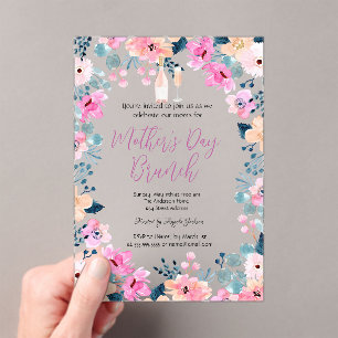 Spring Flowers Wine Mother's Day Brunch  Acrylic Invitations