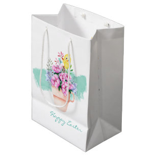 Spring Flowers With Easter Chick Medium Gift Bag