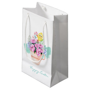 Spring Flowers With Easter Chick Small Gift Bag