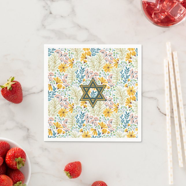 Spring Flowers with Star of David Napkin (Insitu)