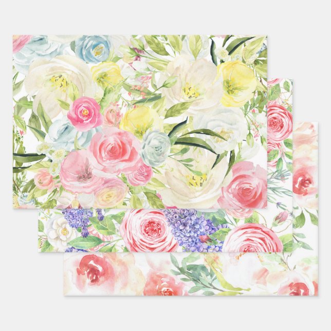 Spring Flowers Wrapping paper  (Set)