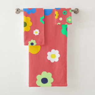 Spring Flowers Y2K Retro Pattern Bath Towel Set