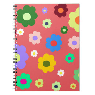 Spring Flowers Y2K Retro Pattern Notebook