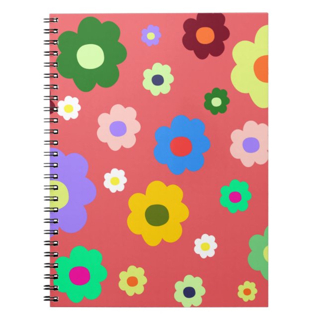 Spring Flowers Y2K Retro Pattern Notebook (Front)