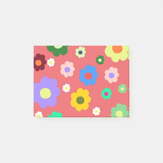 Spring Flowers Y2K Retro Pattern Post-it Notes (Front)