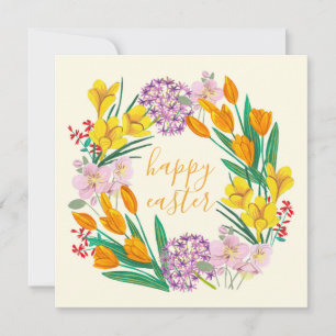 Spring flowers yellow easter floral tulip drawing card