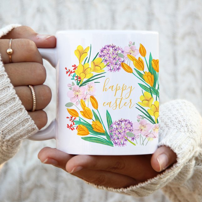 Spring flowers yellow easter floral tulip drawing coffee mug (Creator Uploaded)
