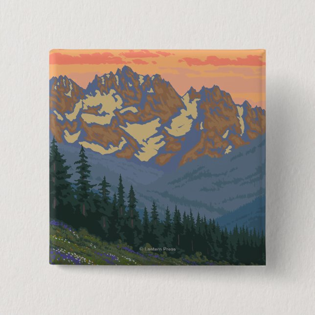 Spring Flowers - Yellowstone National Park 15 Cm Square Badge (Front)