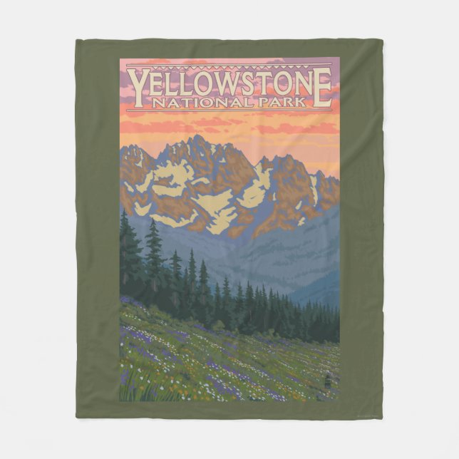 Spring Flowers - Yellowstone National Park Fleece Blanket (Front)