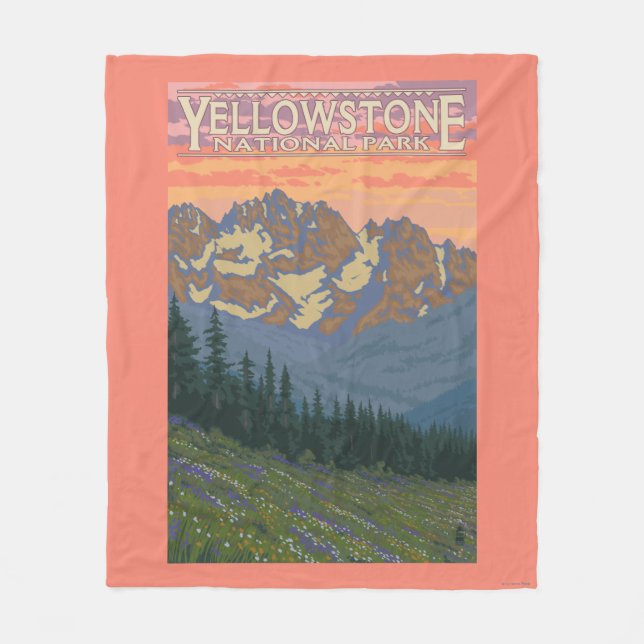 Spring Flowers - Yellowstone National Park Fleece Blanket (Front)