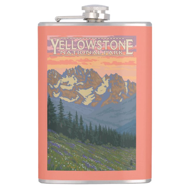 Spring Flowers - Yellowstone National Park Hip Flask (Front)