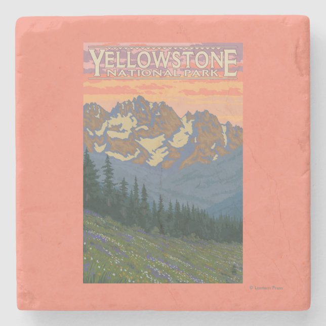 Spring Flowers - Yellowstone National Park Stone Coaster (Front)
