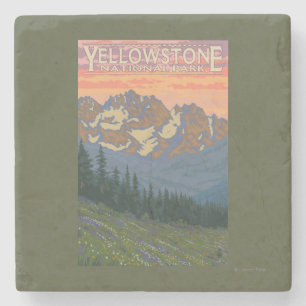 Spring Flowers - Yellowstone National Park Stone Coaster