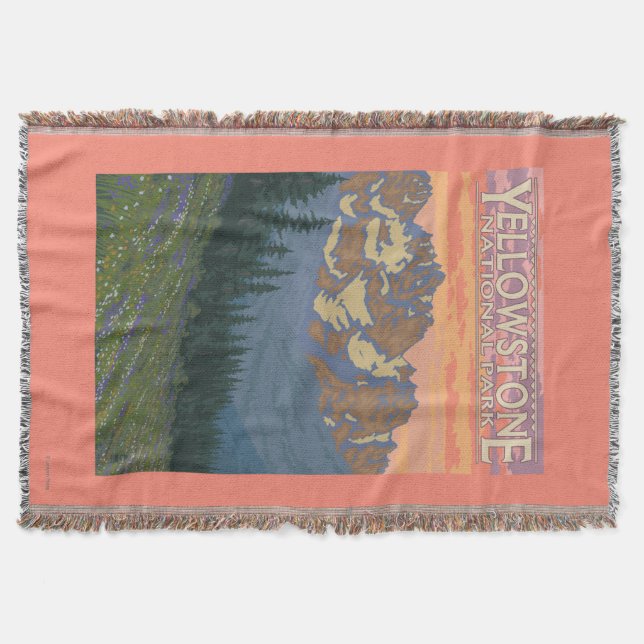 Spring Flowers - Yellowstone National Park Throw Blanket (Front)