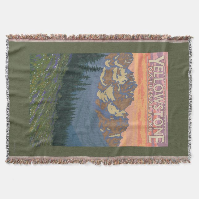 Spring Flowers - Yellowstone National Park Throw Blanket (Front)
